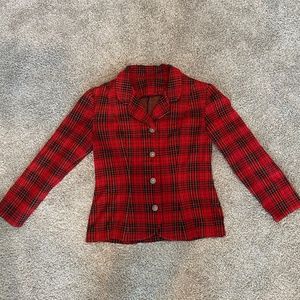 VINTAGE Red Plaid Jacket, S